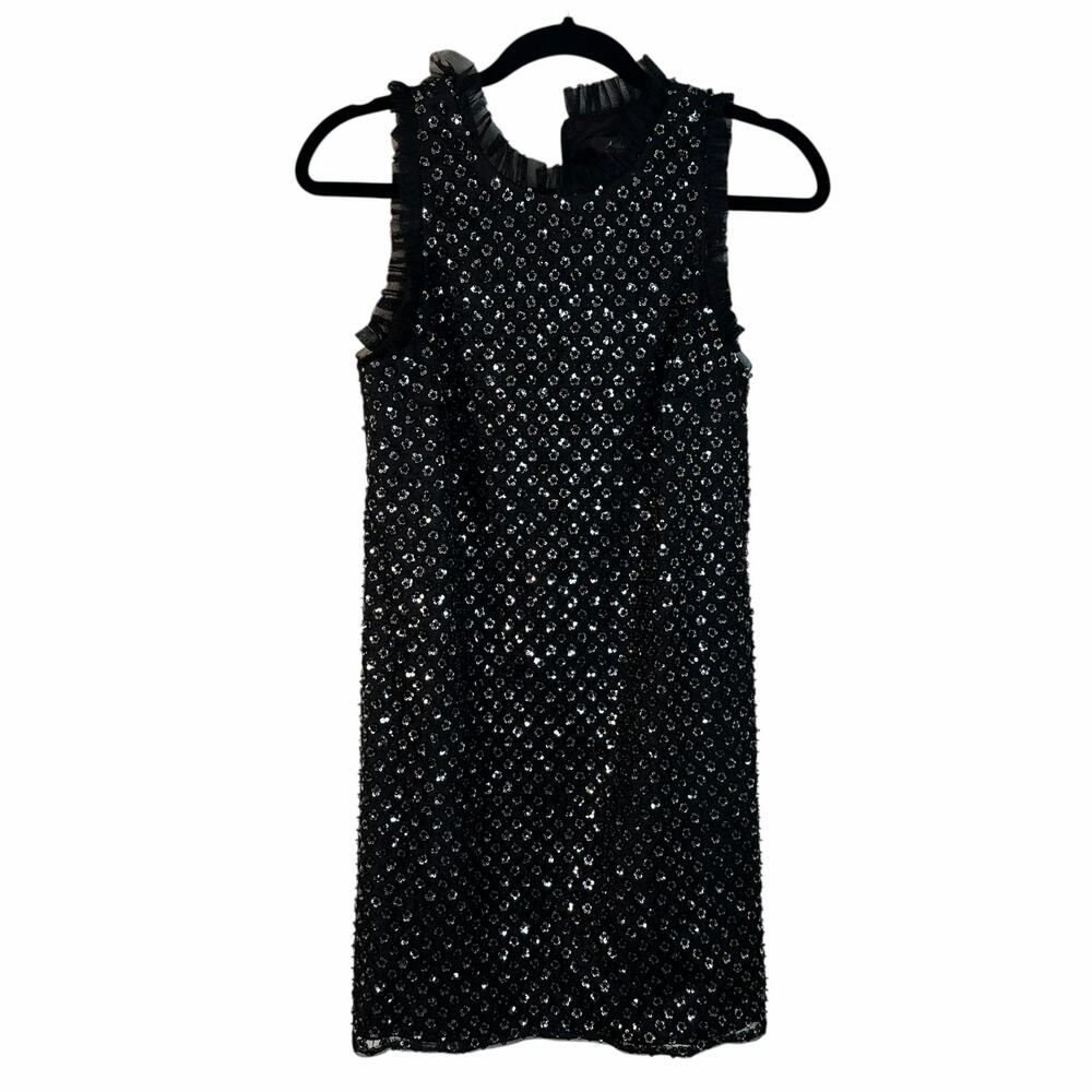 Aidan Mattox Floral Sequin Cocktail Mini Dress